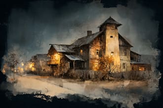 make a watercolor house illustration