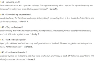 write persuasive texts for products, advertisements