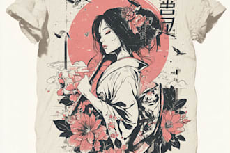 create t shirt design on graffiti art, japanese art