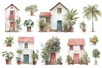 draw a detailed house illustration, watercolor house