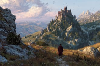 illustrate a surreal landscape or city drawing