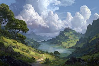 design detailed fantasy landscapes and environments
