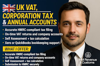 handle UK vat, corporation tax, annual accounts and self assessment