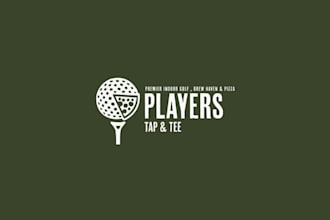 design premier indoor golf brew haven pizza logo