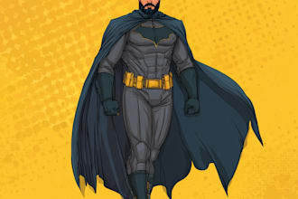 do concept art into superhero comic cartoon character