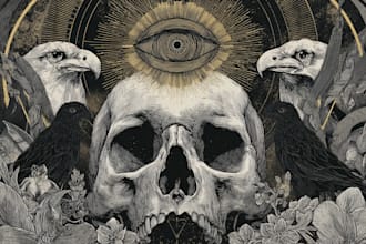 draw dark art illustration with engraving style