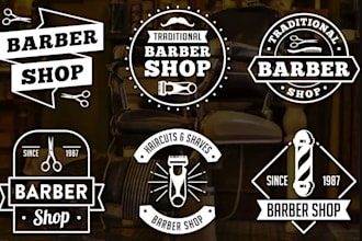 create attractive barber shop logo design for you