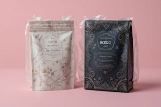 design elegant packaging boxes, labels,pouches with dielines