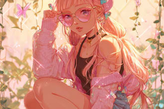 draw kawaii anime illustration vtuber or oc fanart