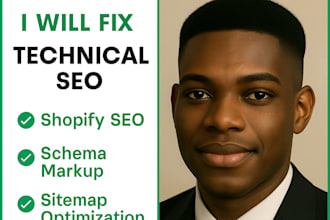 fix technical SEO, schema markup, sitemap, and shopify issues