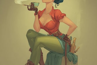 draw a pin up girl and pin up girl illustration