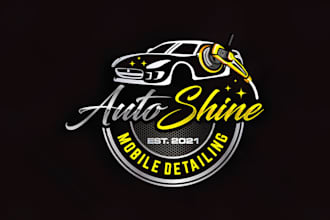 design automotive auto detailing, car cleaning and auto shine logo