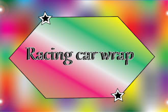 design custom racing car wrap, race car vinyl wrap, boat wrap, and vehicle wrap