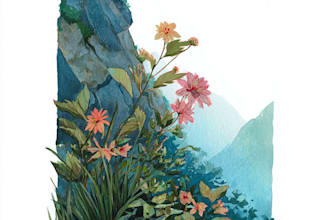 paint a watercolor and gouache landscape illustration