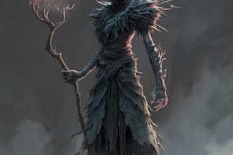 create a fantasy horror character art and horror art