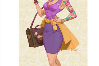 draw a pin up girl and pin up girl illustration