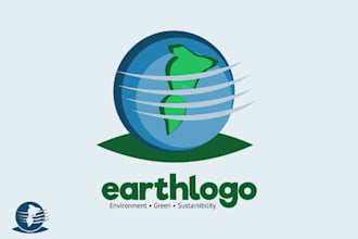 custom earth logo design eco global sustainable environmental branding