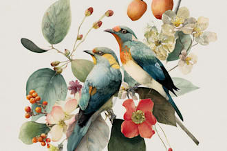 watercolor illustration, botanical family paintings