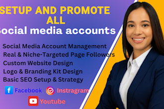 setup and promotion your all social media pages, facebook, instragram, youtube