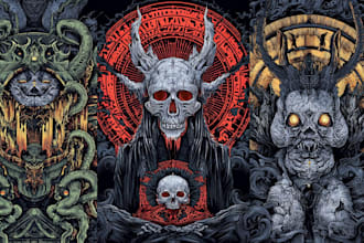draw detailed dark art, creepy, horror illustration
