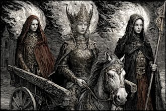 draw silhouette, stencil, black and white art illustration
