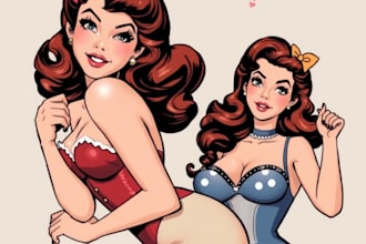 draw a pin up girl and pin up girl illustration