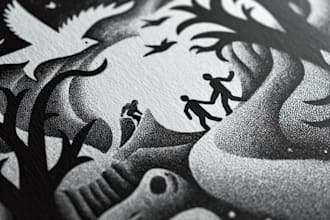 create artistic linocut illustration