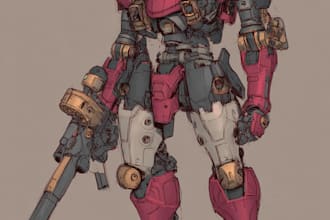 do anime style mecha robot illustrations