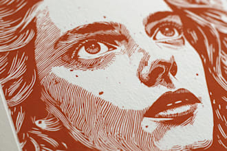 create a portrait print linocut