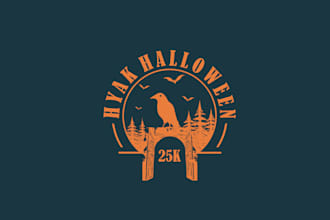 design unique halloween run t shirt logo design