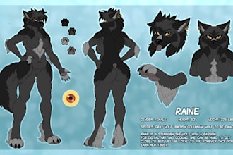 draw reference sheet for your furry character or oc for fursuit