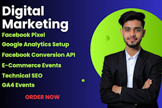 setup facebook pixel, ga4, and google analytics tracking