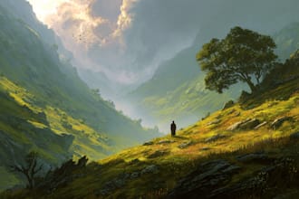 draw a flat vector landscape illustration