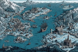 draw a custom map for fantasy, scifi, book or boardgame