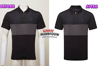 do ghost mannequin, invisible neck joint and clothing wrinkle removal