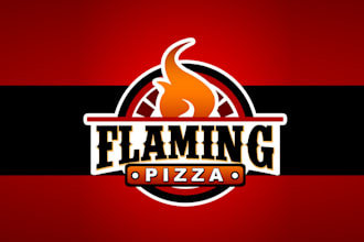 design ideal unique flaming pizza logo