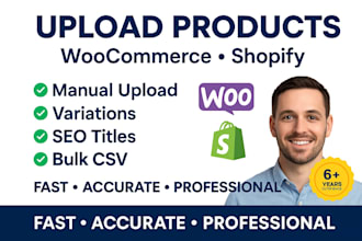 add products or upload products to your woocommerce and shopify websites