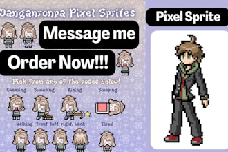 draw pixel danganronpa sprite character pixel illustration sprite animation