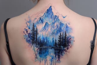 draw watercolor tattoo design