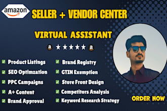 manage your amazon seller and vendor central, VA for listings, SEO, fix errors