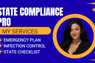 write emergency disaster plan, infection control, state compliance checklist
