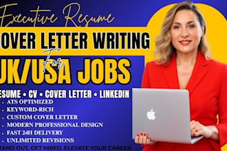 write executive resume, cover letter, CV writing  ats resume linkedin optimize
