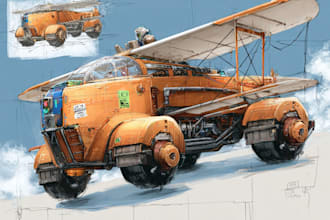 draw concept art of vehicle, environment or anything