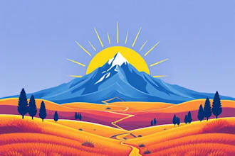 draw a flat vector landscape illustration