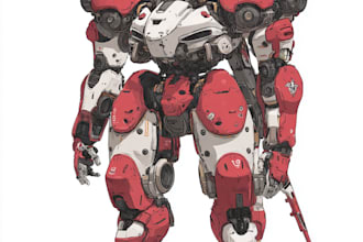 design any type of robot, cyborg, armor  in line art