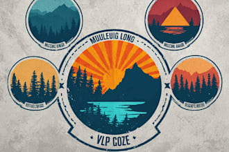 design retro vintage badge, round, circle or outdoor theme logo