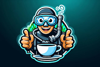 make eye catching scuba diving mascot logo design without any copyright concept