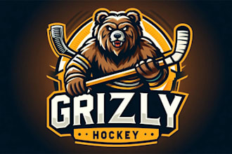 design meaningful grizzly hockey mascot logo within new concepts