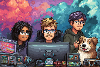 design pixel art banner for youtube facebook twitch