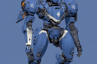 create mecha or robot in chibi anime style